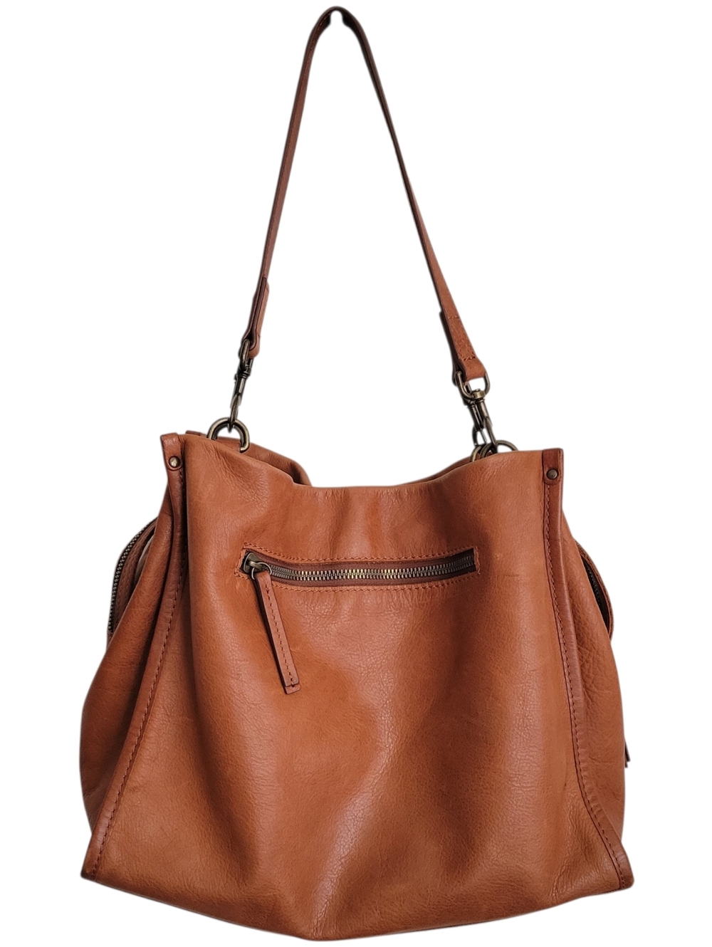 American Leather Co | Cognac Brown Real Leather Shoulder Bag - Picture 2 of 15